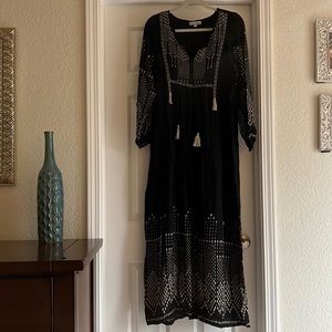Black Bohemian Long Sleeve Maxi Dress